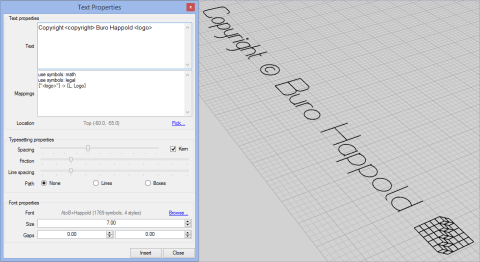 Custom symbols in an extended font can be accessed with a custom mapping.